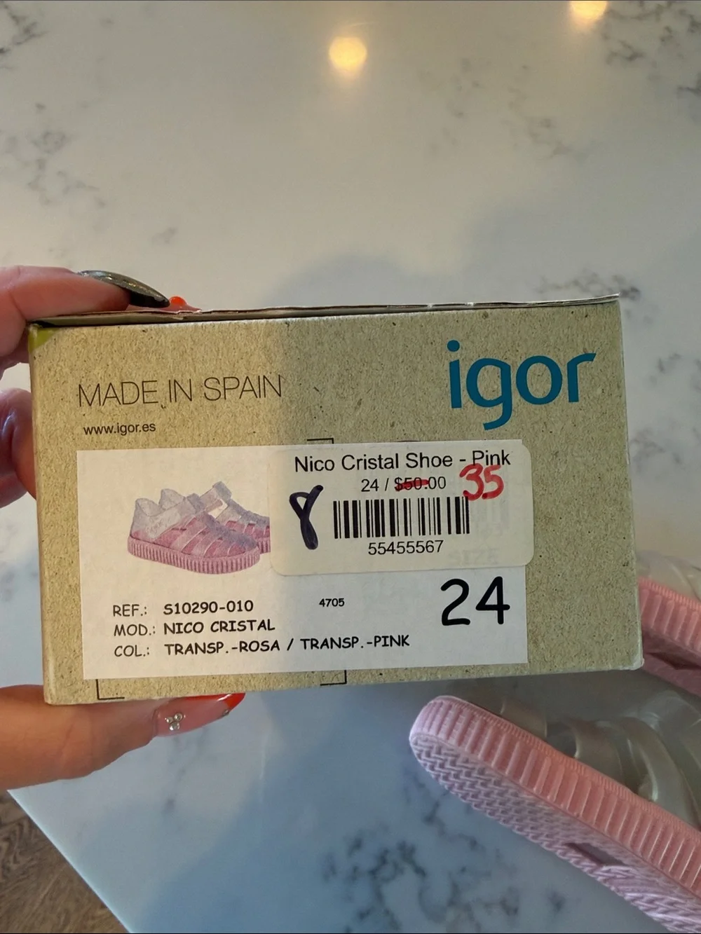 Igor Pink Translucent Jelly Sandals for Kids size 8
